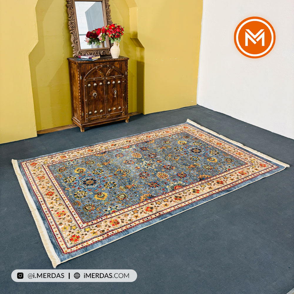 فرش کهنه نما کد 25CS0360 زمینه طوسی